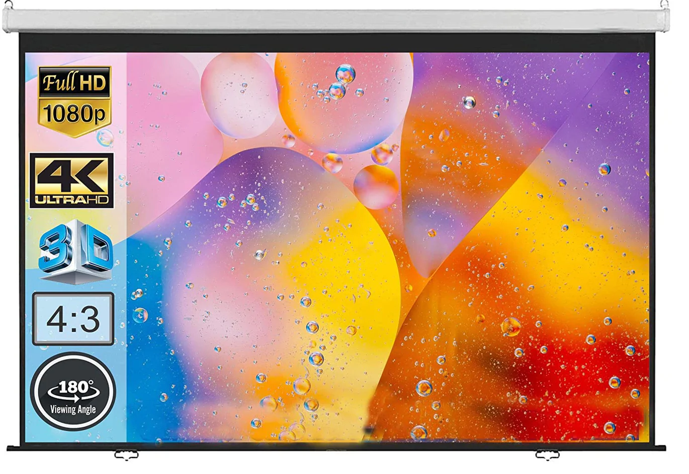 Projector Screen, Size: - 6 Ft. x 4 Ft. 4:3 Aspect Ratio, 84 Inches Diagonal, with Ultra HD-3D-4K Ready Technology, No Autolock/Instalock