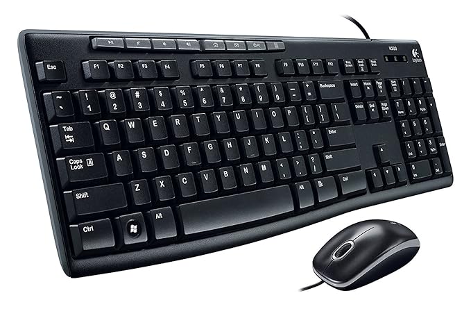 Logitech Media Combo MK200 Full-Size Keyboard & Mouse (USB, Black)