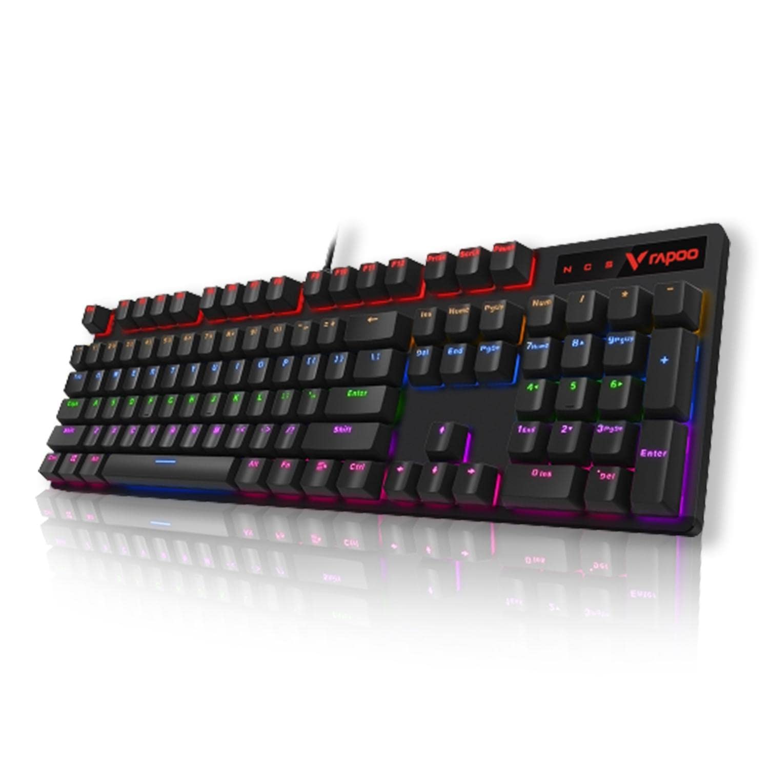 Rapoo V500PRO Backlit Mechanical Wired Gaming Keyboard |Spill & Dust Resistant |Detachable Magnetic Cover |103 Keys |Conflict Free Key Design |Windows & iOS | 3Yrs Warranty |Black