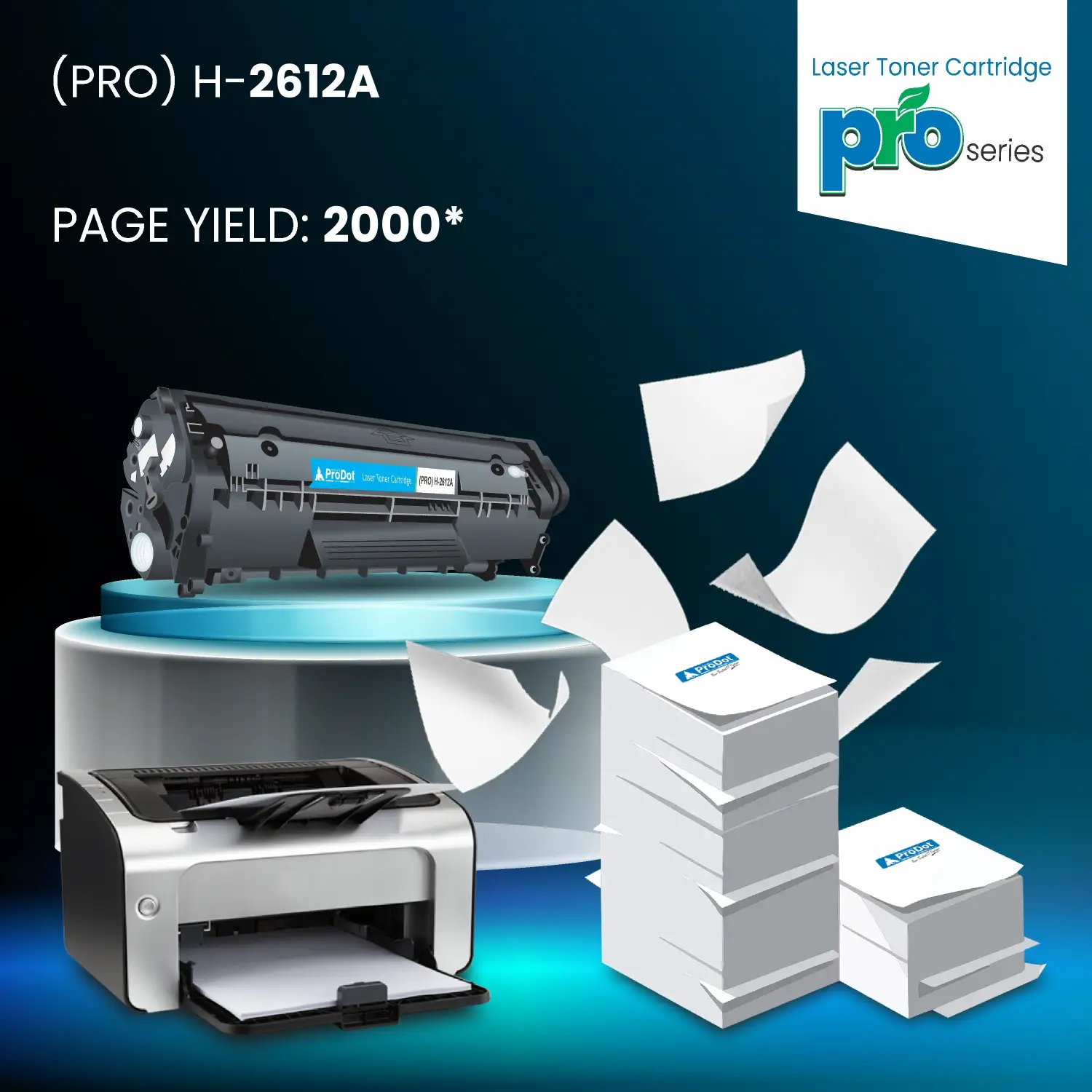 PRODOT Laser Toner Cartridge (PL) H - 2612A For HP & Canon Laserjet Printer Black Ink Toner Powder