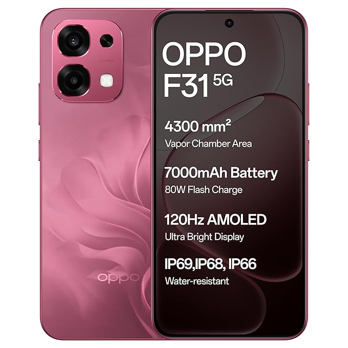 OPPO F31 5G Smartphone (Bloom Red, 8GB RAM, 128GB Storage)