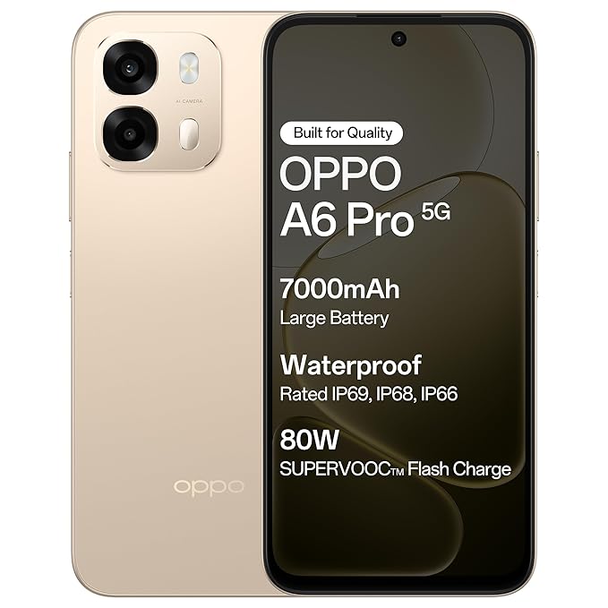 OPPO A6 Pro 5G Smartphone (Aurora Gold, 8GB RAM, 256GB Storage)