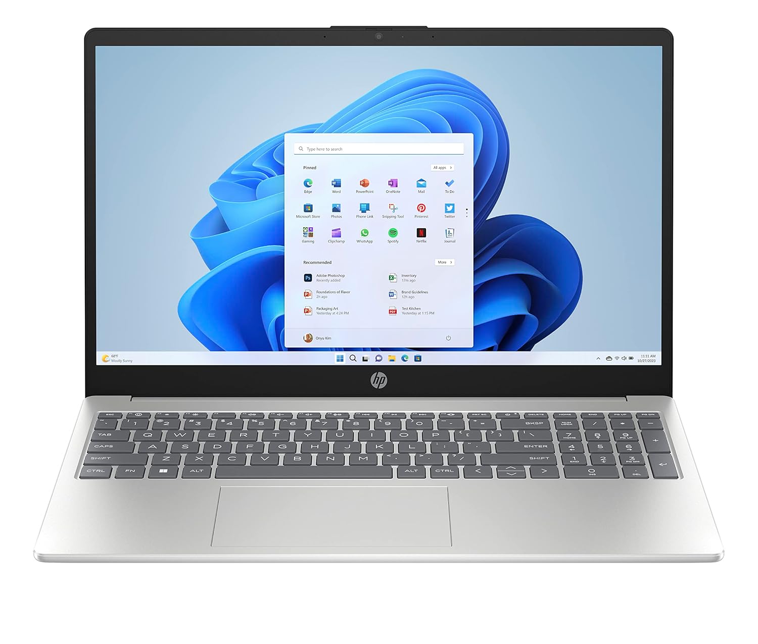 HP Intel 100U Laptop (8GB DDR4,512GB SSD) Anti-Glare, Micro-Edge, IPS, 15.6''/39.6c, Silver,1.65kg, FHD Camera w/Shutter