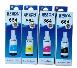 T664 Original Ink Compatible for Epson L100, L110, L130, L200, L210, L220, L300, L310, L350, L355, L360, L365, L380, L455, L550, L555, L565 Printers (Multicolours)
