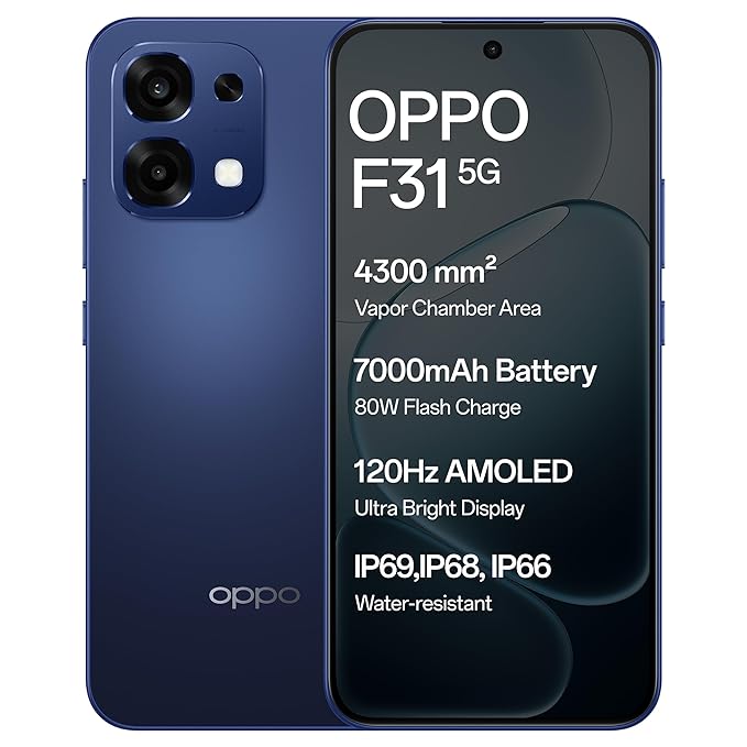 OPPO F31 5G Smartphone (Midnight Blue, 8GB RAM, 256GB Storage)