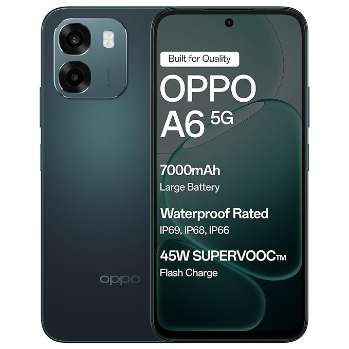OPPO A6 5G Smartphone (Sapphire Blue, 6GB RAM, 128GB Storage)