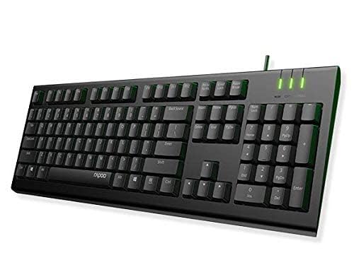 Rapoo NK1900 Spill Resistance Wired USB Keyboard Wired for Laptop, PC and USB Support Devices with UV Coated Keys, Spill Resistant, Instant one Touch Multimedia Keys (Black)