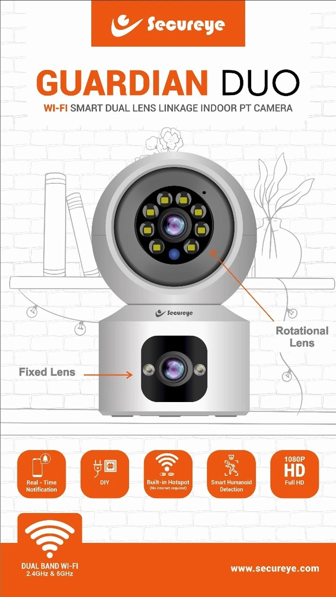 Secureye WiFi Indoor PT Camera (Guardian Duo) Refurbished